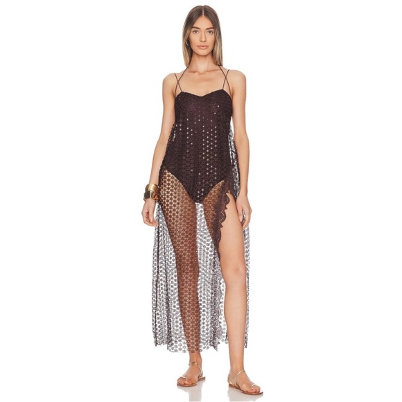 NWT Free People X Intimately FP Smoke & Mirrors Rhinestone Overlay Bodysuit Slip - Picture 12 of 13